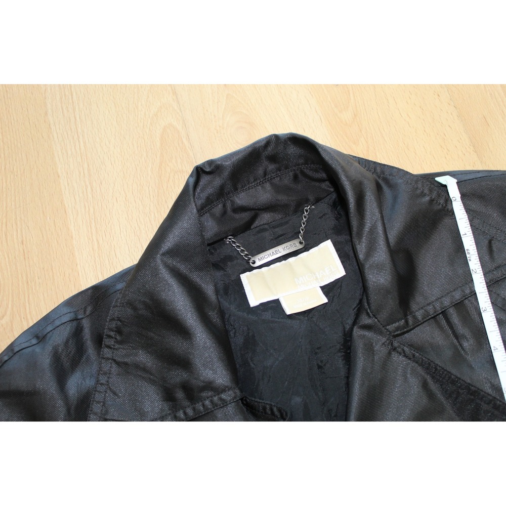 Michael Kors Women Jacket Black Trench Coat Lightweight Rain Jacket XS/P no belt - Picture 5 of 9